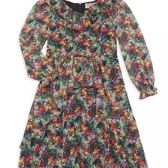 Marchesa Notte Other - MARCHESA NOTTE MINI Girl's Floral Printed Chiffon Ruffled Dress, Size 10